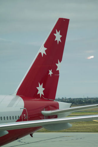 Tail wing of V Australia 777